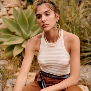 Sezane Maeve Knit Top | white | size medium